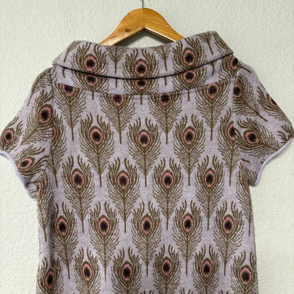 Anthropologie Moth Asymmetrical Lavender Peacock Feather Sweater Size M - Picture 4 of 4
